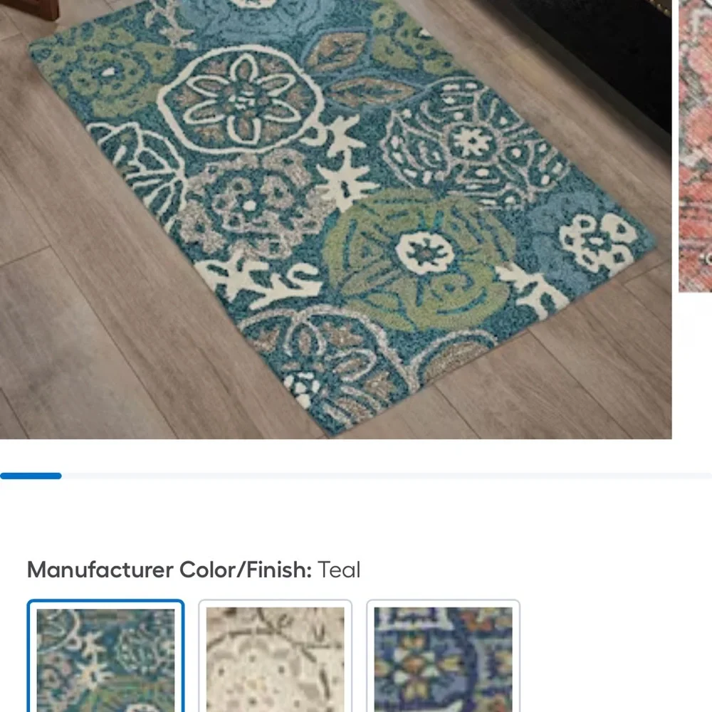 Floral Pattern Rug - Green and Brown